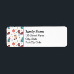 Étiquette Cute thème de Noël Personnalisé<br><div class="desc">Carnet à thème de Noël mignon avec un motif répétitif de sapins verts,  mitaines chaudes en laine,  jarretelles mignonnes et billes rouges sur un arrière - plan blanc. À droite du motif sont des modèles pour ajouter les détails de la visite.</div>