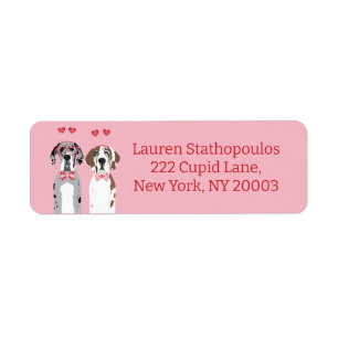 Étiquette Cute Valentine Great Dane Dogs Rose Red
