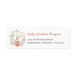 Étiquette Cute Vintage Bunny Florals Nom de retour Adresse