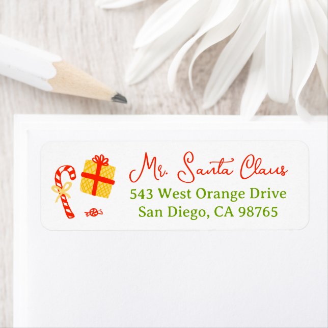 Étiquette Cute Whimsical Christmas CUSTOM Return Address (En situation)