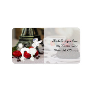 Étiquette Cute White Poodle Eiffel Tower Paris Adresse de ch