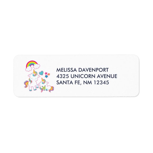 Étiquette Cute White Unicorns Magical Mama & Baby (Devant)