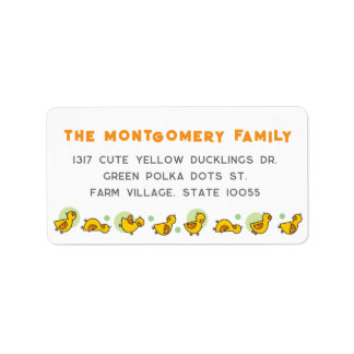 Étiquette Cute Yellow Duckies Green Dots Baby Shower Adresse
