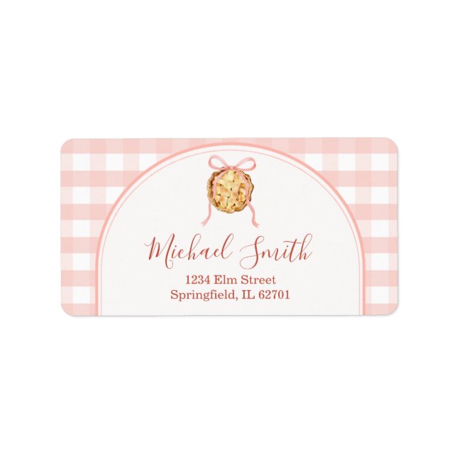 Étiquette Cutie Pie Pastel Pink Gingham Baby Shower Address (Devant)