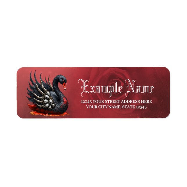 Étiquette Cygne noir d'os – Élégance gothique (Devant)