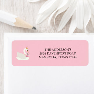 Étiquette Cygne Une Petite Princesse Rose Adresse de Baby Sh