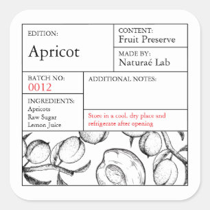 Étiquette d'abricot noir et blanc