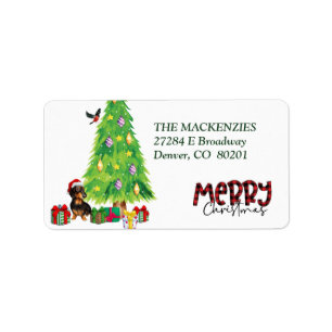 Étiquette Dachshund Dog Christmas Tree Retourner l'adresse é