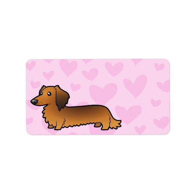 Étiquette Dachshund Love (à poil long) (Devant)