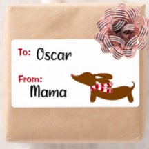 Dachshund Noël Wives Chaleureux Tags cadeaux