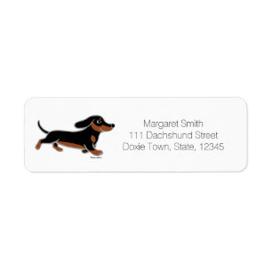 Étiquette Dachshund noir et feu en train de courir