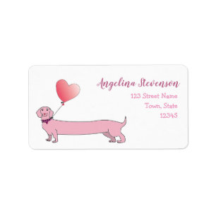 Étiquette Dachshund Pink Dog Adresse de retour