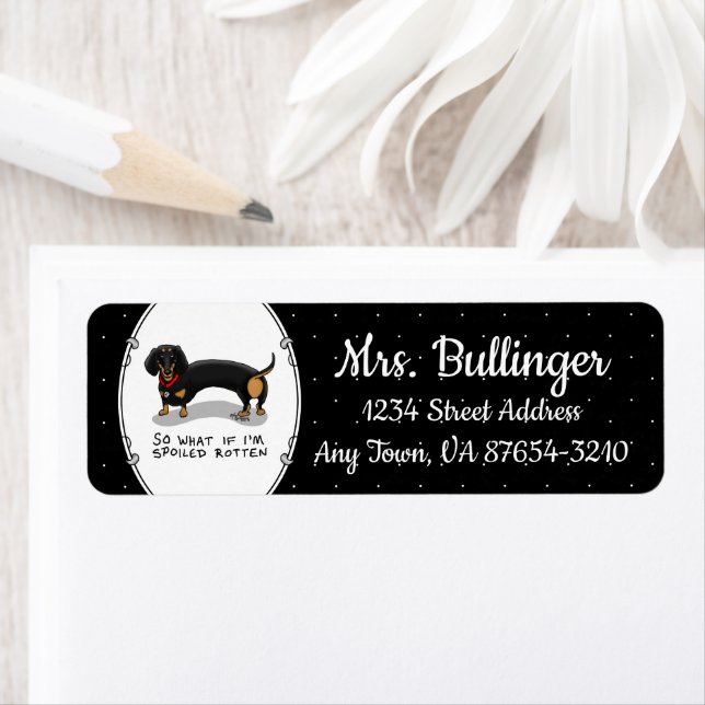 Étiquette Dachshund pourri (S noir & tan) mignon chien (En situation)