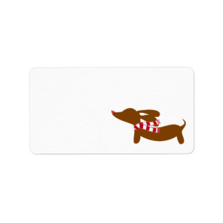 Étiquette Dachshund Wearing a Warm Scarf Christmas Gift Tags