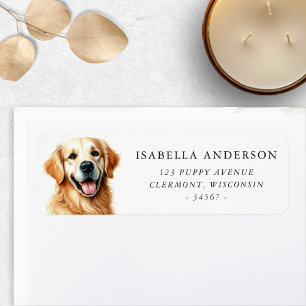 Étiquette d'adresse à l'aquarelle de chien Retriev