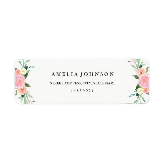 Étiquette d'adresse à l'aquarelle florale de fleur (Devant)