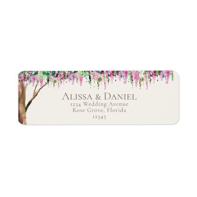 Étiquette d'adresse à l'aquarelle romantique d'aca (Devant)