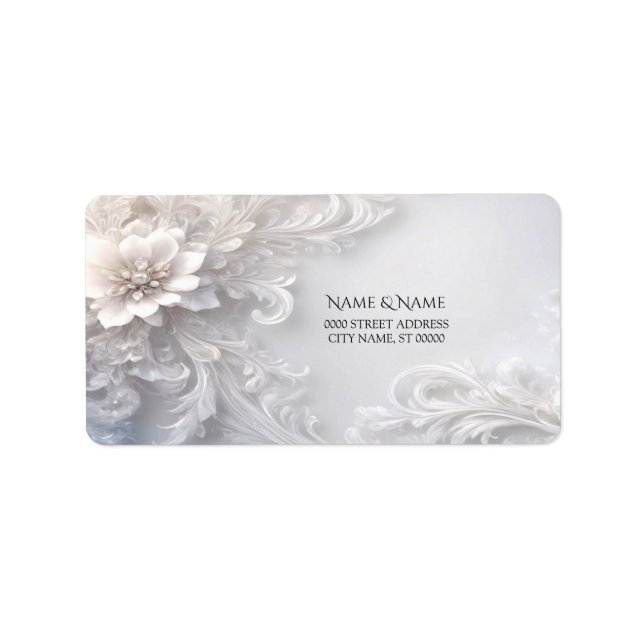 Étiquette d'adresse à motif floral blanc (Devant)
