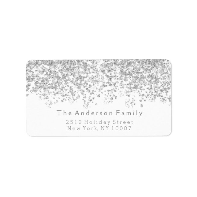 Étiquette d'adresse à paillettes argentées (Devant)