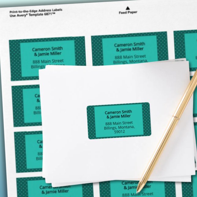 Étiquette d'adresse à points Teal Turquoise (Teal Turquoise Polka Dots Address Label)