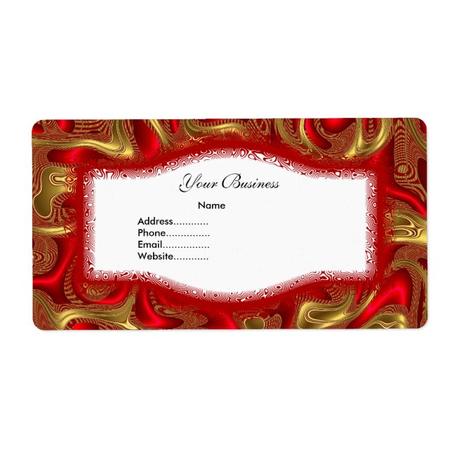 Étiquette d'adresse Abstrait Rouge Or (Devant)
