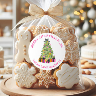 Étiquette d'adresse Arbre de Noël Prépa aux couleu