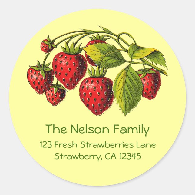 Étiquette d'adresse aux fraises fraîches (Devant)