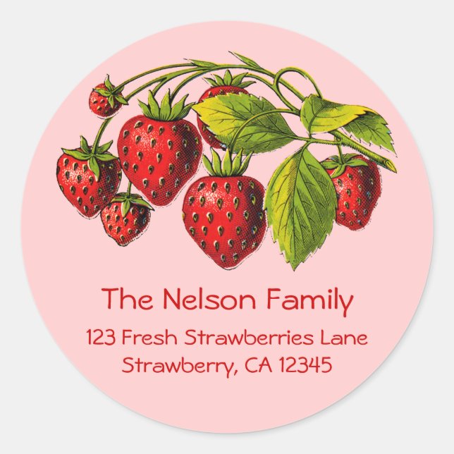 Étiquette d'adresse aux fraises fraîches (Devant)
