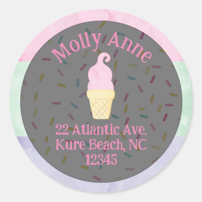 Étiquette d'adresse aux paillettes de cône de glac (Devant)