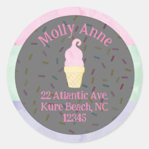 Étiquette d'adresse aux paillettes de cône de glac