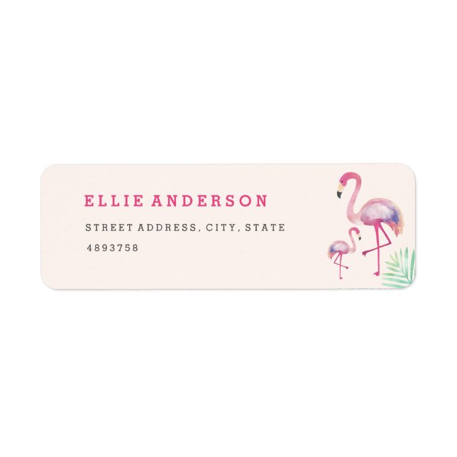 Étiquette d'adresse Baby Shower Flamant Rose (Devant)