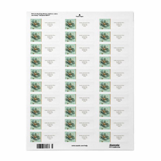 Étiquette d'adresse blanche émeraude minimaliste m (Feuille entière)