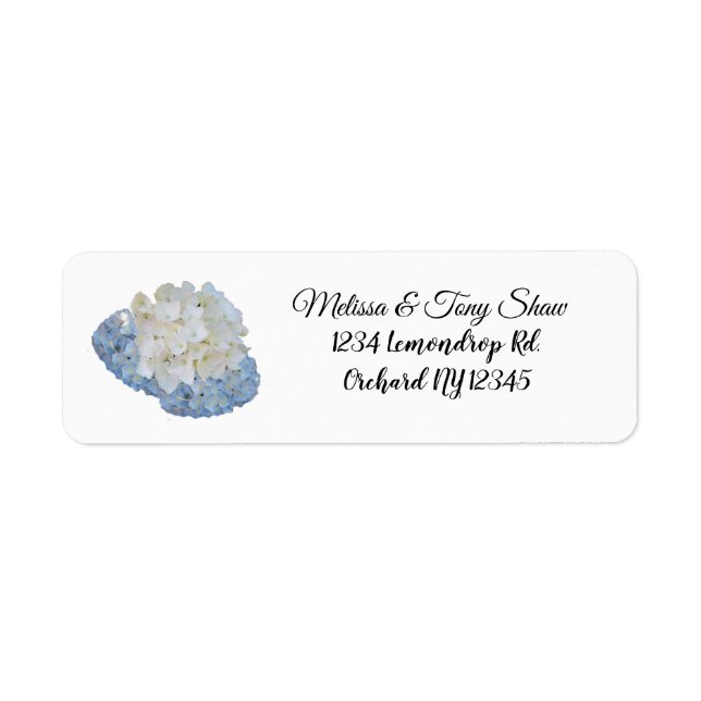 Étiquette d'adresse blanche et bleue florale (Devant)