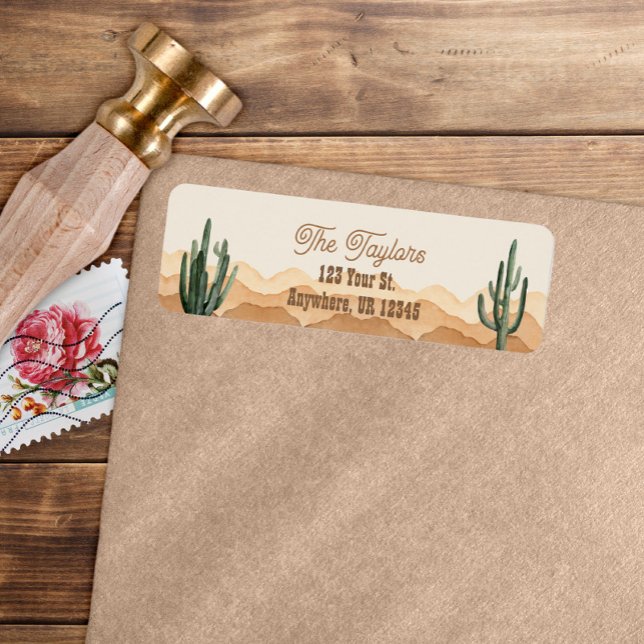 Étiquette d'adresse Bohème Désertique Cactus Rusti (Créateur téléchargé)