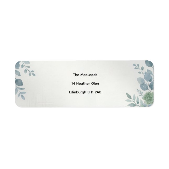 Étiquette d'adresse botanique bleu poussiéreux (Devant)