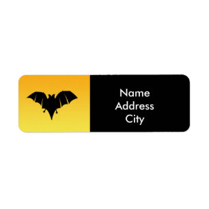 Étiquette d'adresse chauve-souris Halloween orange