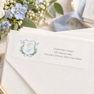Étiquette d'adresse classique à crête florale de m