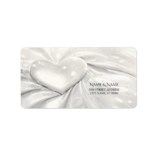 Étiquette d'adresse Cœur Crème Blanche Élégante