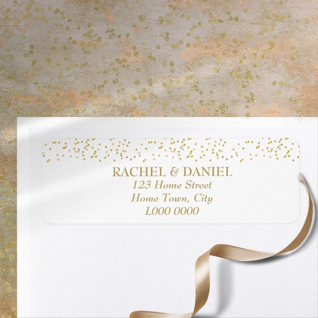 Étiquette d'adresse Confetti Poussière d'Or (Gold Dust Confetti Address Label)