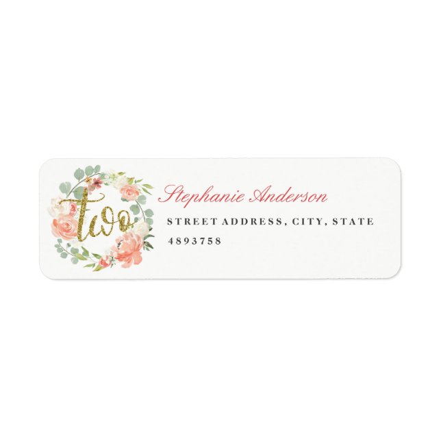 Étiquette d'adresse Couronne Rose Or pour 2ème Ann (Devant)