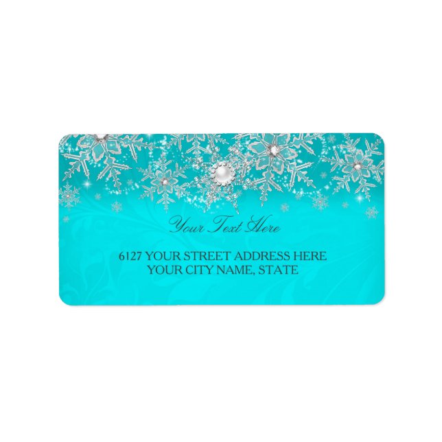 Étiquette d'adresse cristal de turquoise perle flo (Devant)
