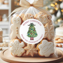 Étiquette d'adresse d'arbre de Noël à nœud papillo