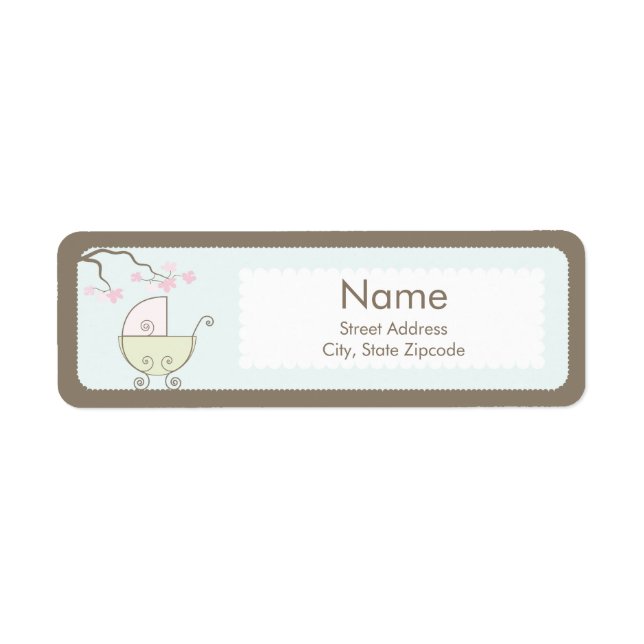 Étiquette d'adresse de Baby shower de transport -  (Devant)