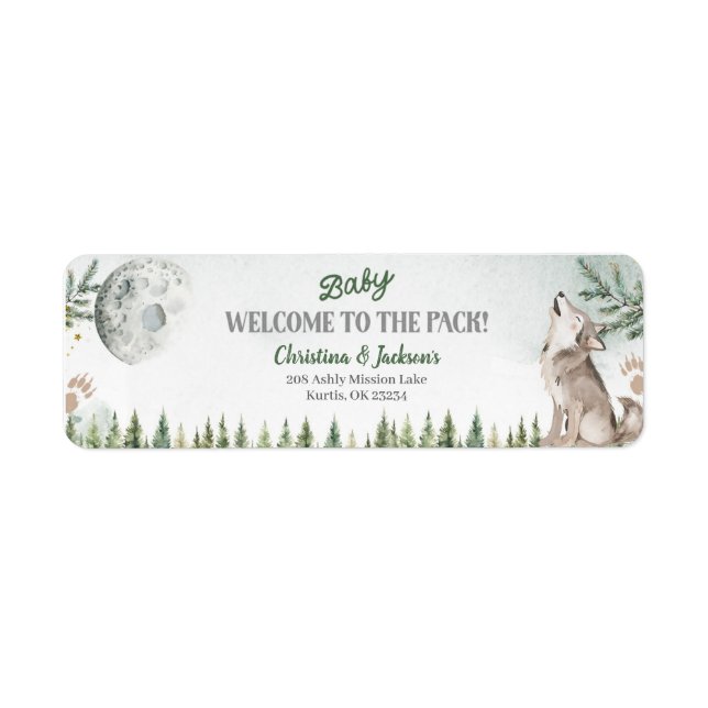 Étiquette d'adresse de Baby Shower Forest Wolf (Devant)