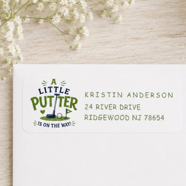Étiquette d'adresse de Baby Shower Little Putter (Créateur téléchargé)