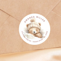 Étiquette d'adresse de Baby Shower Ours Câlin