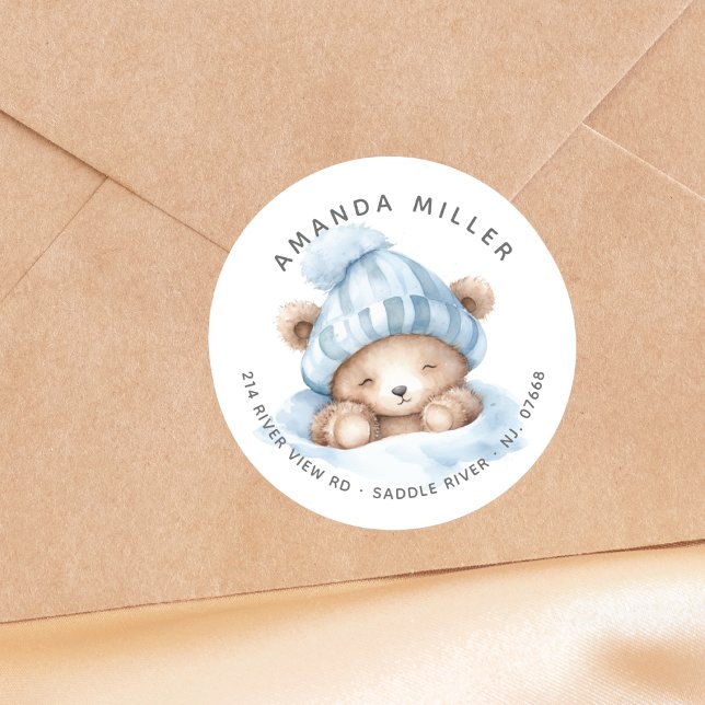 Étiquette d'adresse de Baby Shower Ours Câlin (Créateur téléchargé)