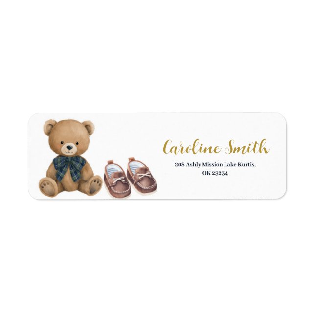 Étiquette d'adresse de Baby Shower pour petit gent (Devant)