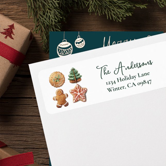 Étiquette d'adresse de biscuits de Noël pour la cu (Créateur téléchargé)