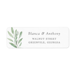 Étiquette d'adresse de branche de verdure à l'aqua